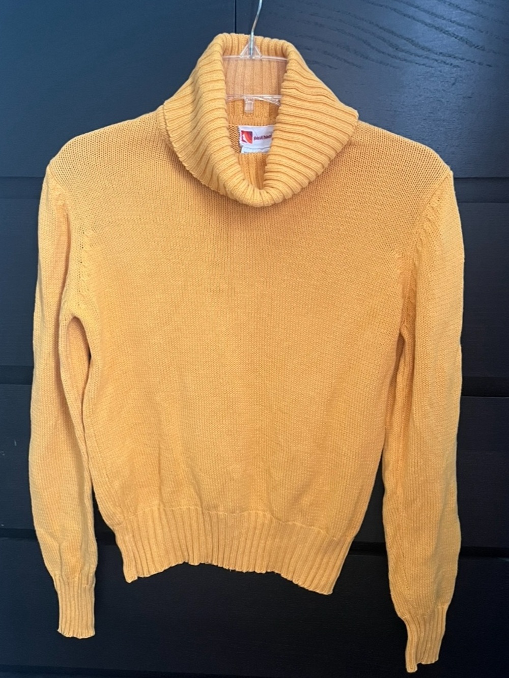 Vintage Paul Harris Yellow Turtleneck Sweater Retro Academia Boho Knit Medium